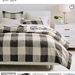 Pottery Barn Buffalo check Bryce duvet, charcoal, full queen